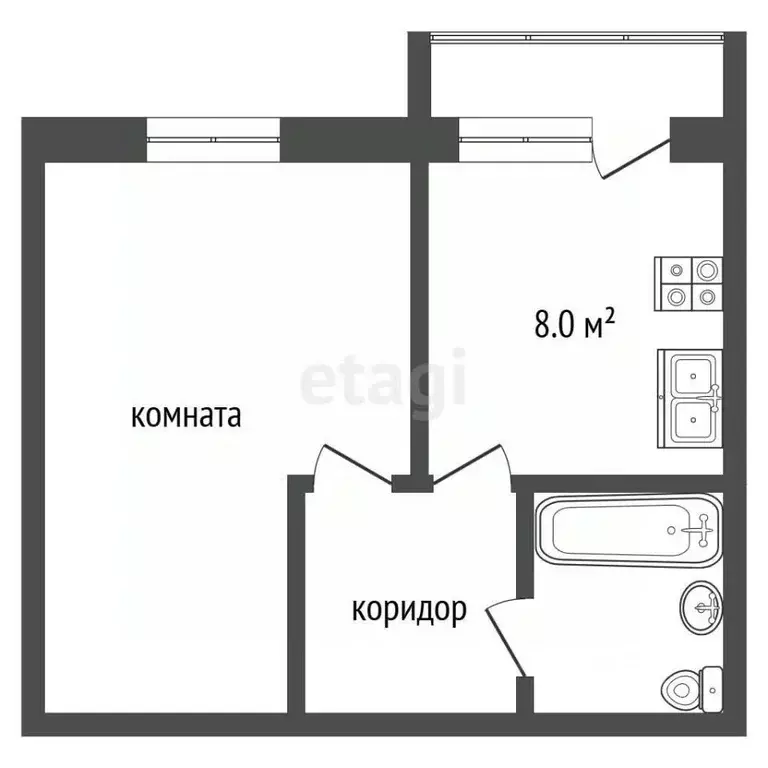 1-к кв. Московская область, Домодедово Северный мкр, ул. Советская, ... - Фото 2