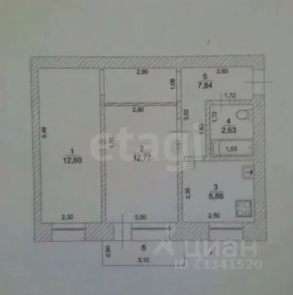 2-к кв. Ульяновская область, Ульяновск пер. 2-й Винновский, 4 (41.7 м) - Фото 1