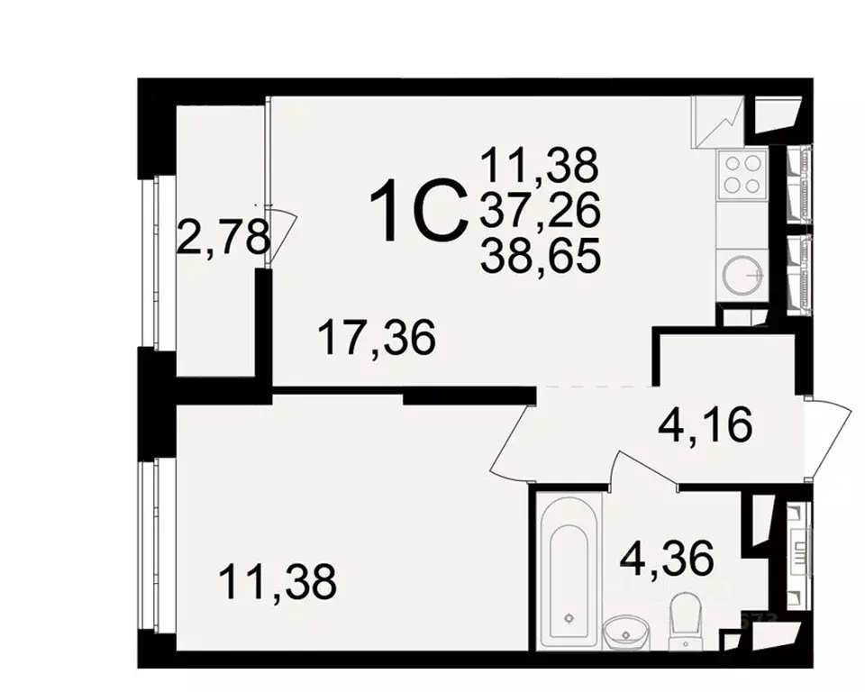 1-к кв. Рязанская область, Рязань ул. Чкалова (37.26 м) - Фото 1
