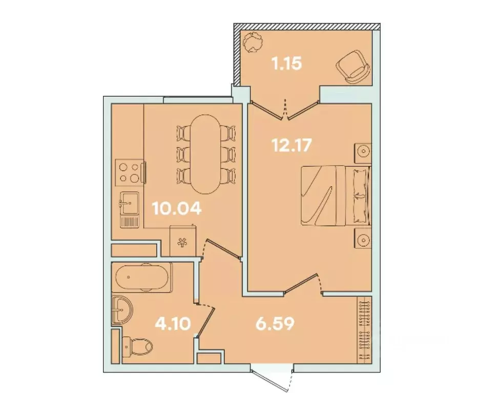 1-к кв. иркутская область, иркутск ул. петрова, 16 (36.73 м) - Фото 0