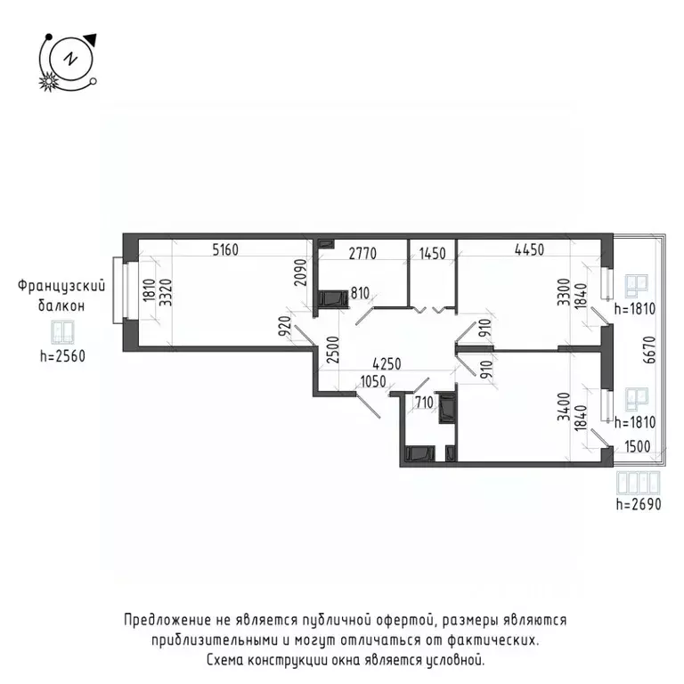 2-к кв. Санкт-Петербург Черниговская ул., 17 (72.9 м) - Фото 1