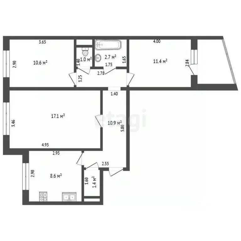 3-к кв. Самарская область, Самара ул. Тухачевского, 44 (63.7 м) - Фото 1