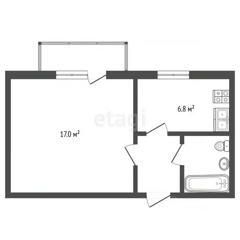 1-к кв. Вологодская область, Сокол Сельская ул., 31 (29.3 м) - Фото 2