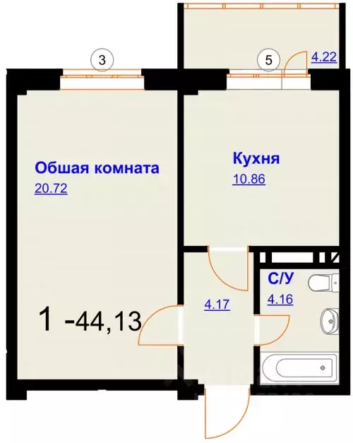 1-к кв. Дагестан, Махачкала ул. Шелковая, 12 (44.0 м) - Фото 0