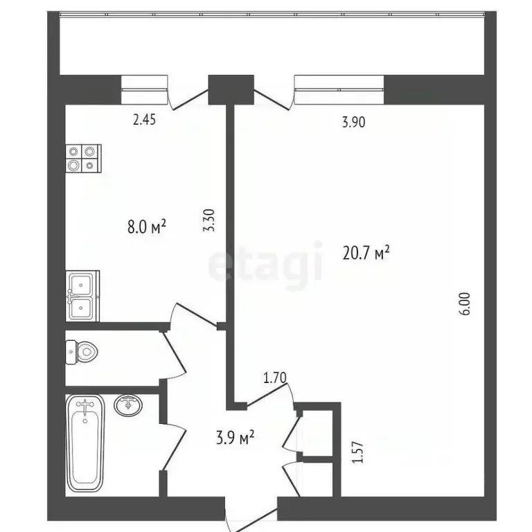 1-к кв. Вологодская область, Вологда ул. Дзержинского, 15 (37.0 м) - Фото 2