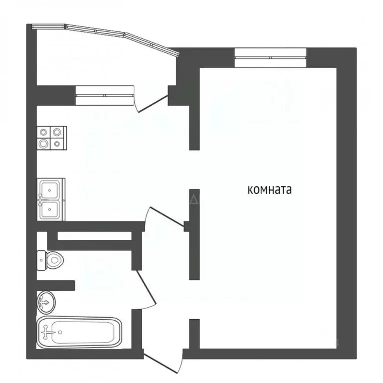 1-к кв. Тюменская область, Тюмень ул. Федюнинского, 58 (41.0 м) - Фото 1