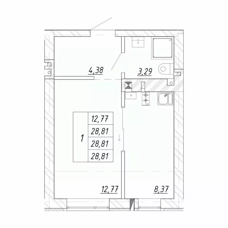 1-к кв. Калининградская область, Зеленоградск  (31.05 м) - Фото 1