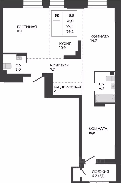 3-к кв. Алтайский край, Барнаул ул. Шумакова, 7к2 (77.1 м) - Фото 0