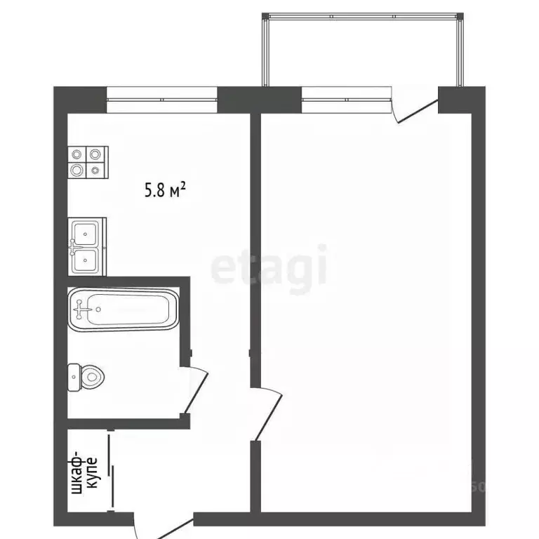 1-к кв. Кемеровская область, Новокузнецк ул. 40 лет ВЛКСМ, 118 (29.9 ... - Фото 2