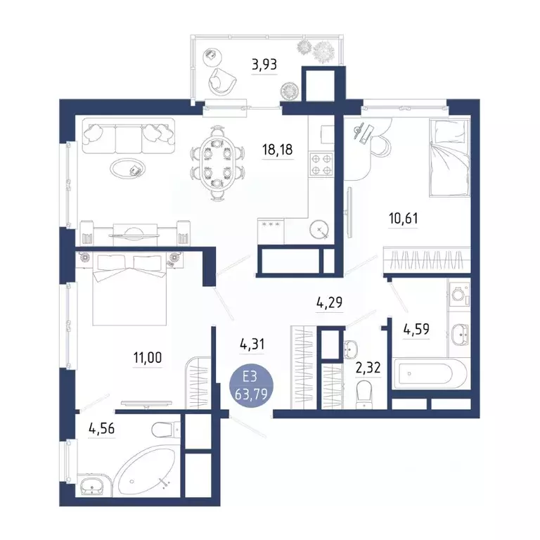 2-к кв. Рязанская область, Рязанский муниципальный округ, с. Дядьково ... - Фото 1