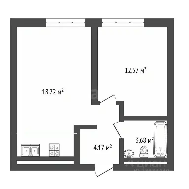 1-к кв. Тюменская область, Тюмень ул. Николая Машарова, 4 (39.3 м) - Фото 1