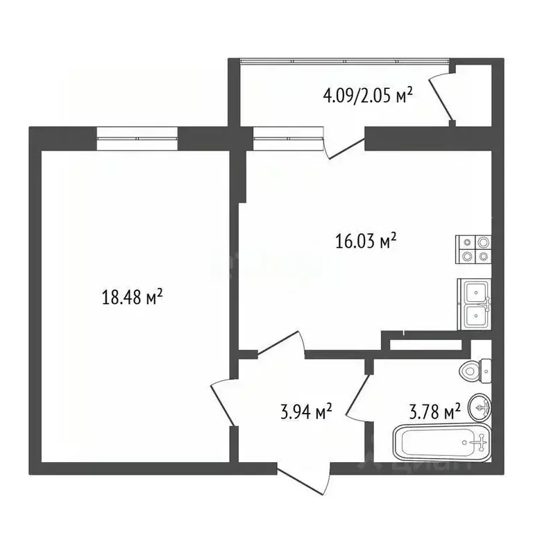 1-к кв. Крым, Евпатория ул. Чапаева, 28К (41.8 м) - Фото 1