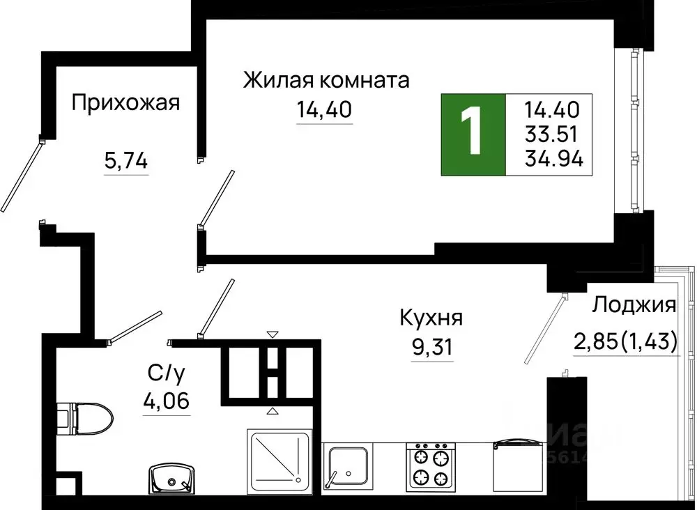 1-к кв. Ростовская область, Ростов-на-Дону Нефтекачка кв-л, Октябрь ... - Фото 0