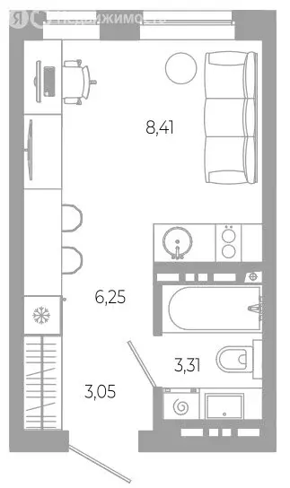 Квартира-студия: Астрахань, Боевая улица, 132с2 (21.02 м) - Фото 0