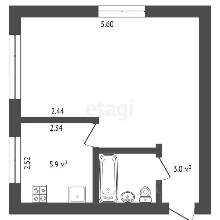 1-к кв. Вологодская область, Вологда ул. Чернышевского, 70 (30.6 м) - Фото 2