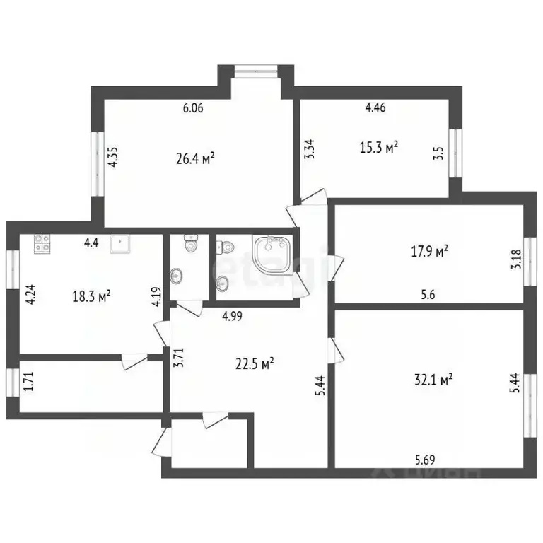 4-к кв. Белгородская область, Белгород Садовая ул., 61б (156.4 м) - Фото 2