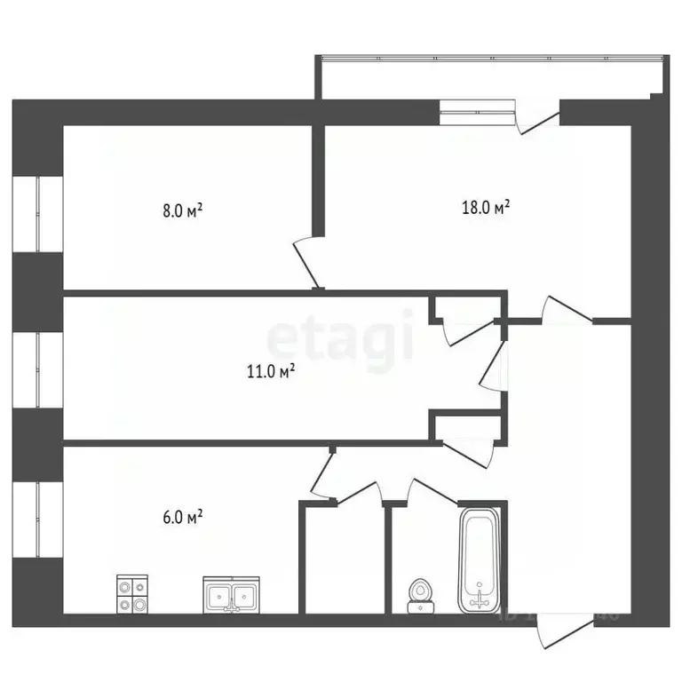 3-к кв. Хабаровский край, Николаевск-на-Амуре ул. Гоголя, 29 (50.2 м) - Фото 2