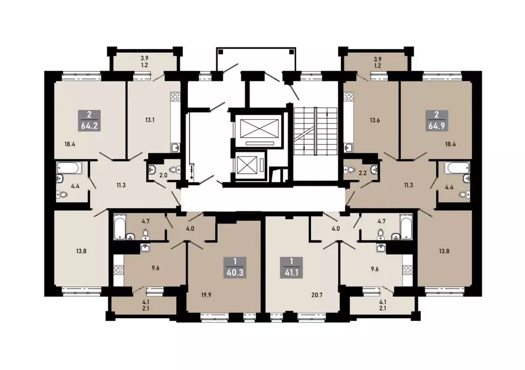 2-к кв. Омская область, Омск Гармония жилой комплекс (63.3 м) - Фото 2