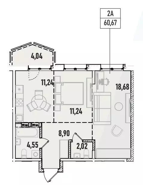 2-комнатная квартира: Иркутск, Донская улица, 5Г (60.67 м) - Фото 0