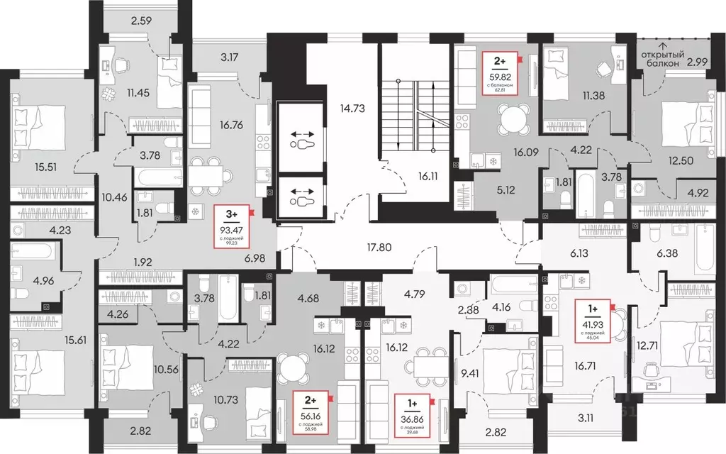 2-к кв. Ханты-Мансийский АО, Сургут 37-й мкр,  (59.82 м) - Фото 1