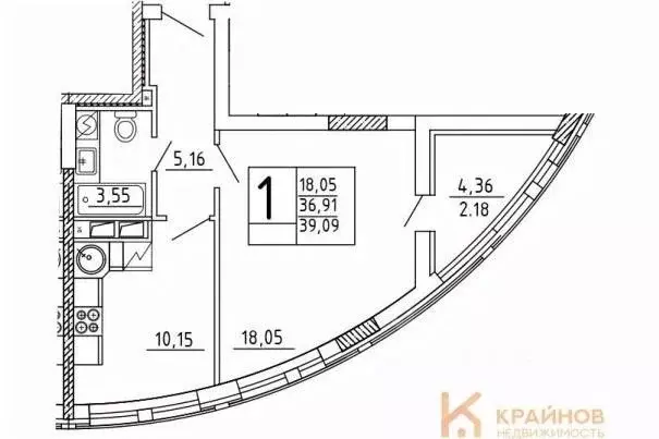 1-к кв. Воронежская область, с. Новая Усмань, Южный мкр  (39.09 м) - Фото 0