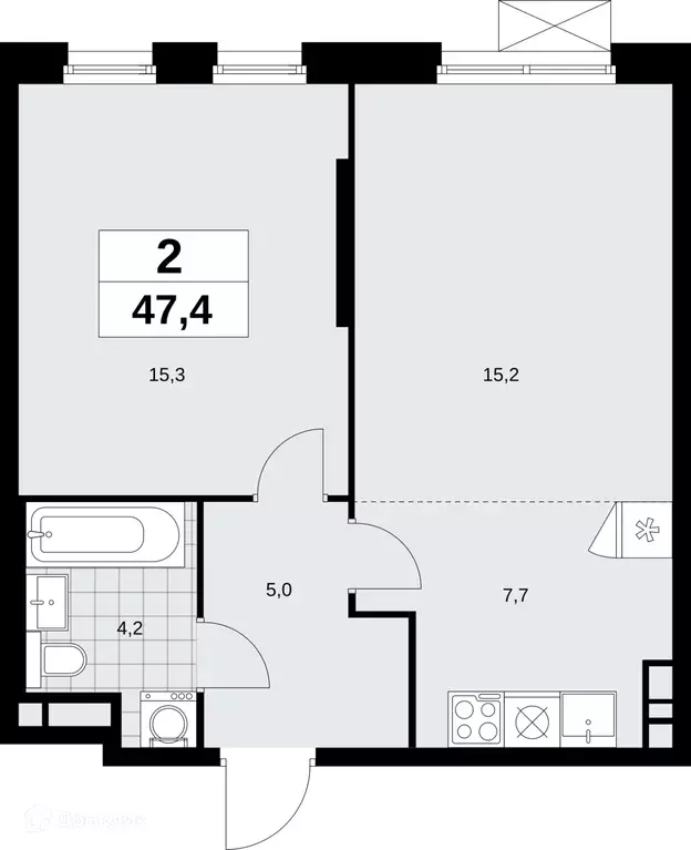 Продаётся квартира-студия, 47.4 м - Фото 0
