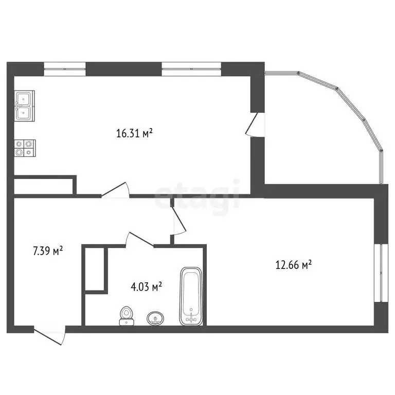 1-комнатная квартира: Тобольск, микрорайон Центральный, 28 (40 м) - Фото 1