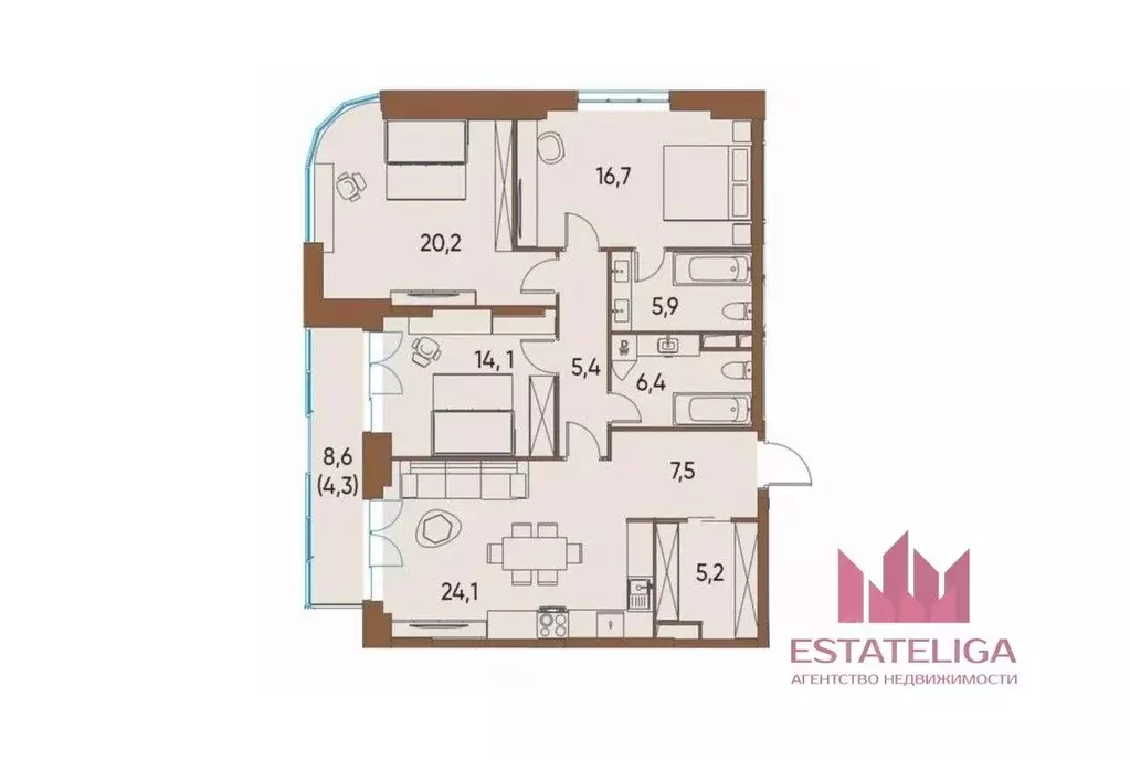 3-к кв. Москва проезд Проектируемый № 1074, 1 (110.0 м) - Фото 1