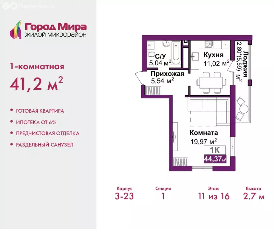 1-комнатная квартира: Симферополь, улица Батурина, 177к1 (41.2 м) - Фото 1