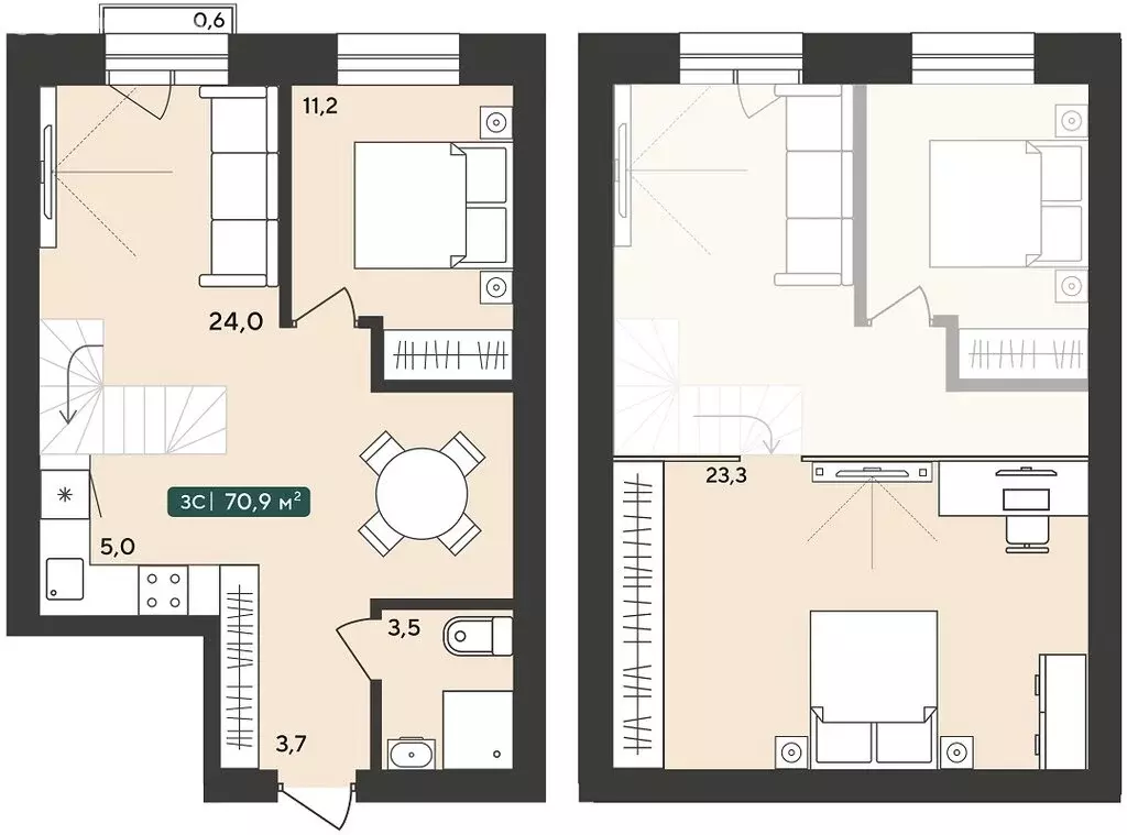 3-комнатная квартира: Октябрьский, жилой комплекс Альпийский квартал ... - Фото 1