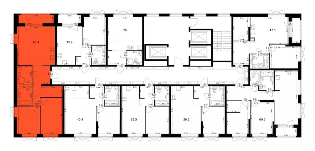 2-к кв. Татарстан, Казань Сиберово жилой комплекс, 1 (68.9 м) - Фото 2
