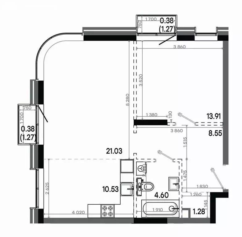 2-комнатная квартира: Казань, ЖК Минтимер (60.66 м) - Фото 1