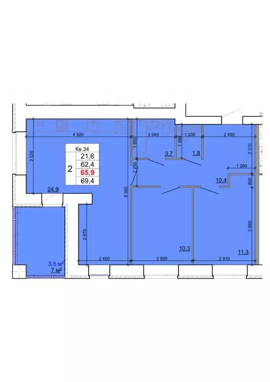 2-к кв. Костромская область, Кострома Кинешемское ш., 88 (65.9 м) - Фото 0