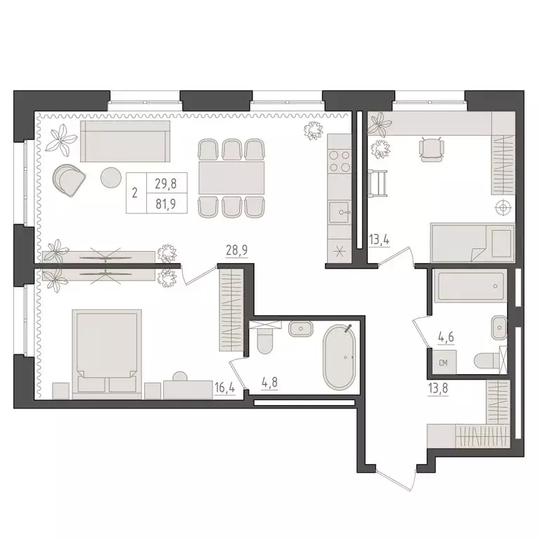 2-комнатная квартира: Уфа, ЖК Новый Империал, лит3/1 (81.9 м) - Фото 2