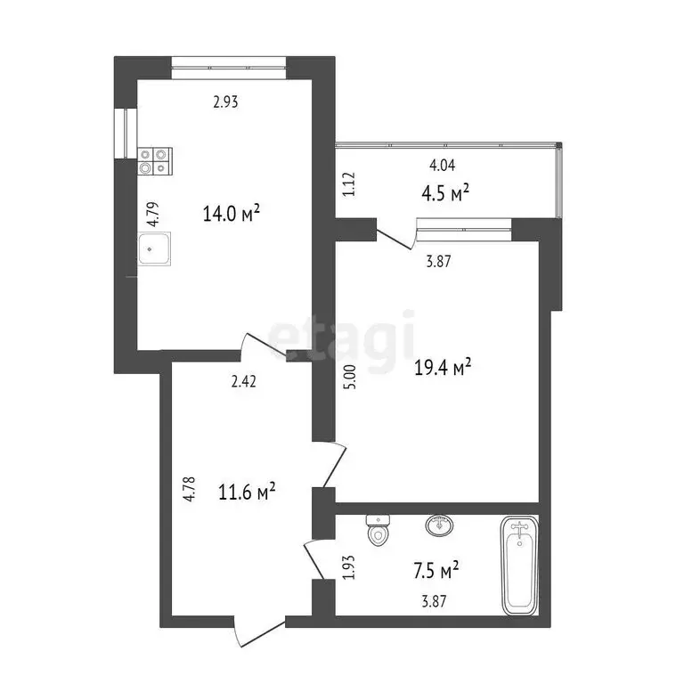1-комнатная квартира: Тюмень, улица Салтыкова-Щедрина, 53 (52.5 м) - Фото 0