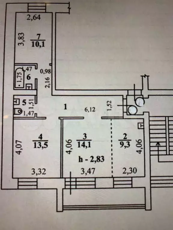 3-к. квартира, 60,4 м, 2/9 эт. - Фото 0