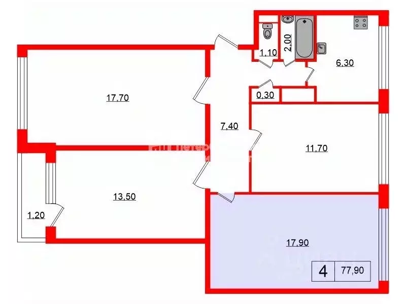 Комната Санкт-Петербург ул. Ольги Форш, 15К1 (17.9 м) - Фото 2