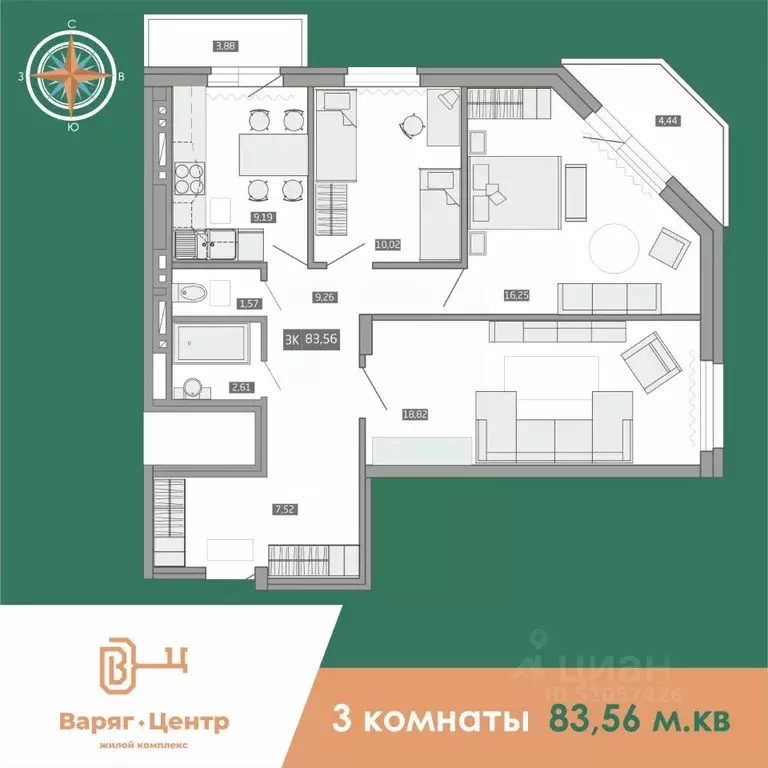 3-к кв. приморский край, владивосток русская ул, 89 (75.3 м) - Фото 0