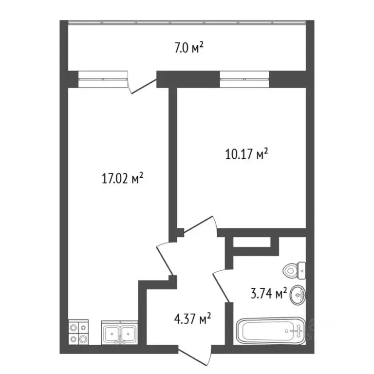 1-к кв. Тюменская область, Тюменский муниципальный округ, д. Патрушева ... - Фото 2