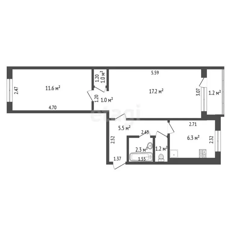 2-комнатная квартира: Тольятти, 6-й квартал, бульвар Королёва, 7 (45.5 ... - Фото 1