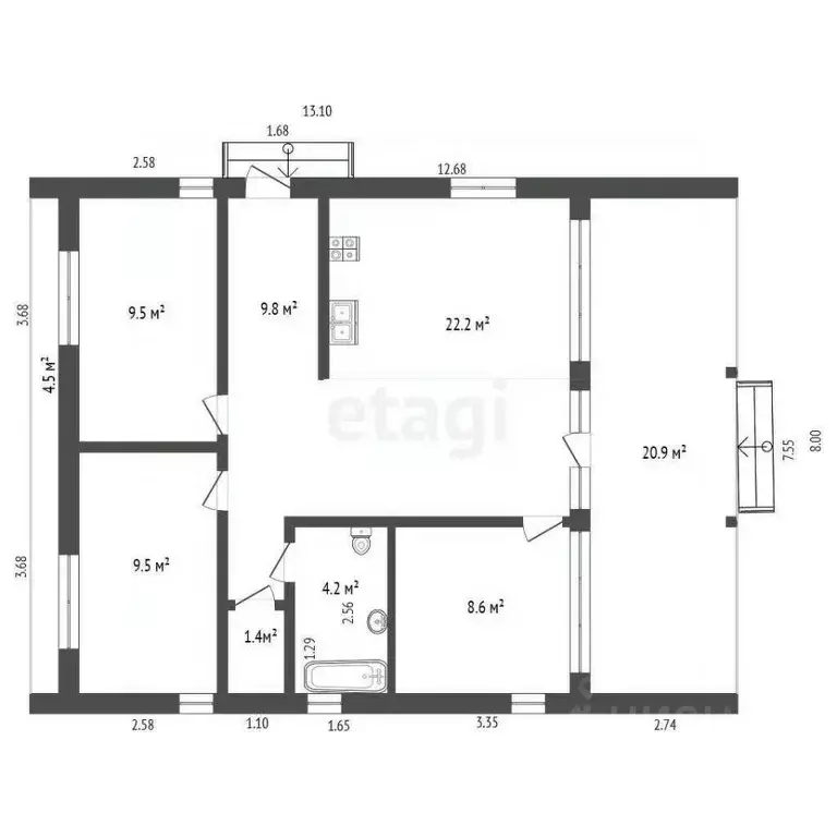 Дом в Калужская область, Калуга городской округ, д. Жерело ул. Розовая ... - Фото 2