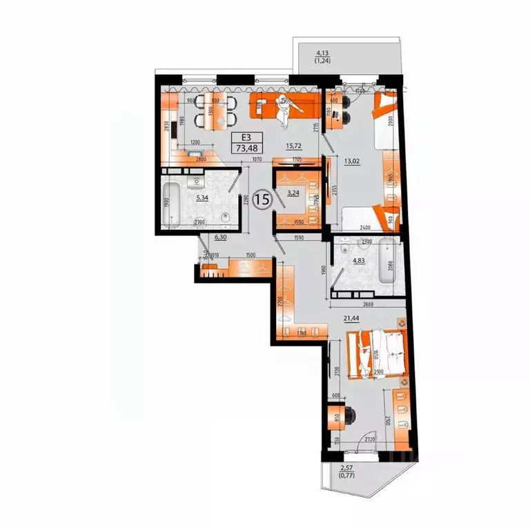 1-к кв. Приморский край, Владивосток Санрайс жилой комплекс (71.47 м) - Фото 2