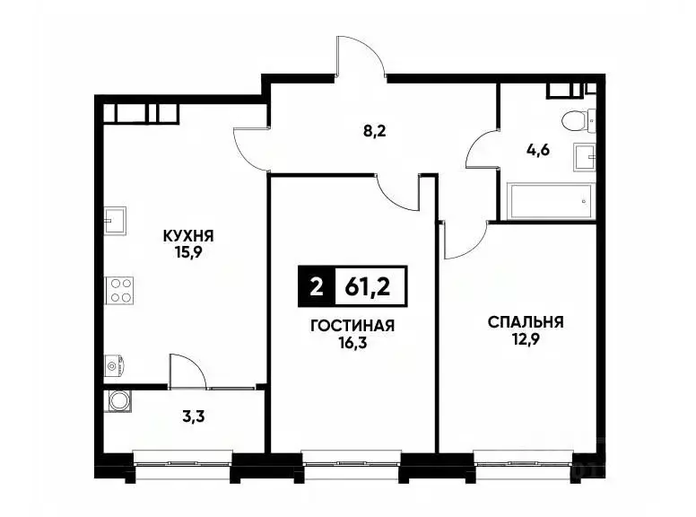 2-к кв. Ставропольский край, Ставрополь ул. Андрея Голуба, 14 (61.2 м) - Фото 0