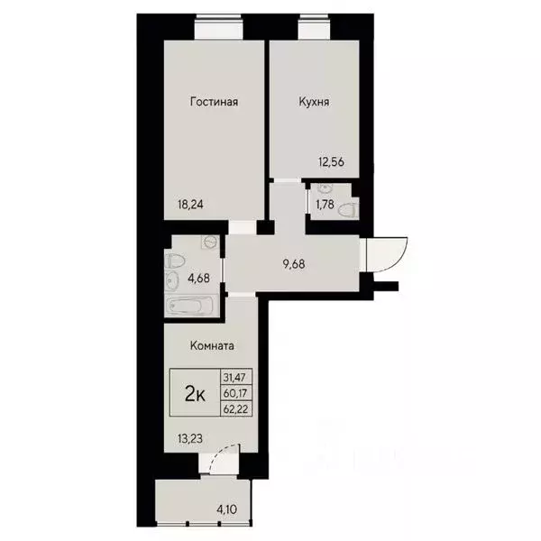 2-к кв. Красноярский край, Красноярск ул. Елены Стасовой, 80 (62.1 м) - Фото 1