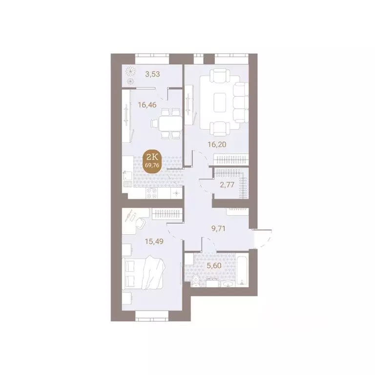 2-к кв. Пензенская область, Пенза Артель жилой комплекс (69.76 м) - Фото 1