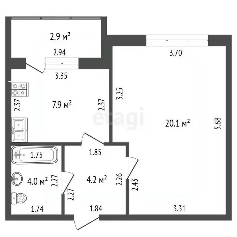 1-к кв. Башкортостан, Стерлитамак просп. Октября, 93 (36.5 м) - Фото 1