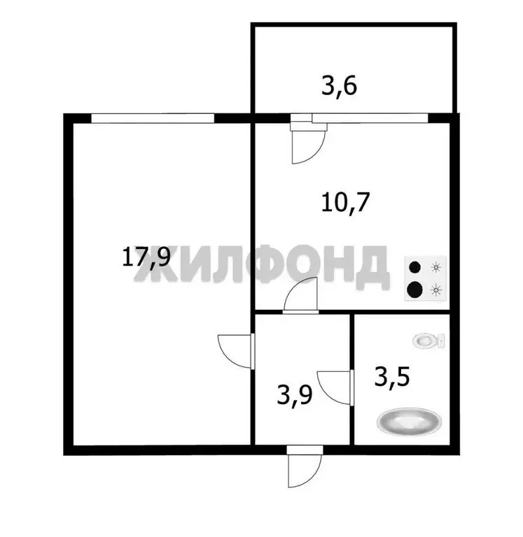 2-комнатная квартира: Новосибирск, Спортивная улица, 43 (35.1 м) - Фото 0