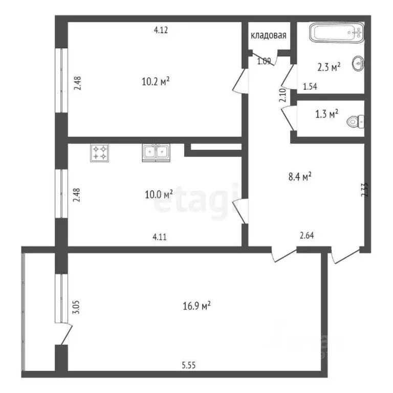 2-к кв. Саха (Якутия), Якутск ул. Дзержинского, 8/3 (49.7 м) - Фото 2