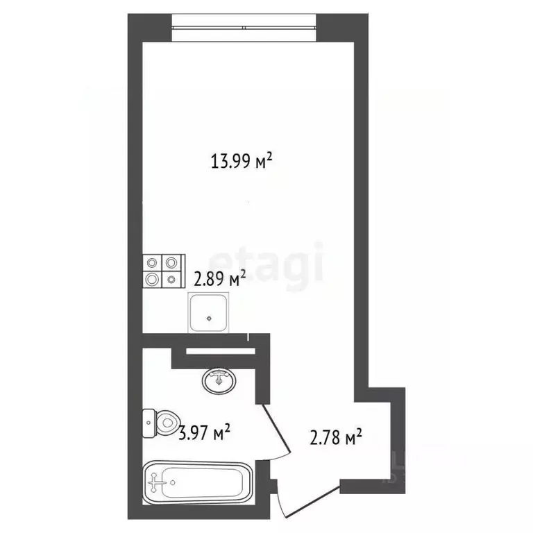 Студия Тюменская область, Тюмень ул. Анатолия Клиндюка, 2к1 (23.0 м) - Фото 1
