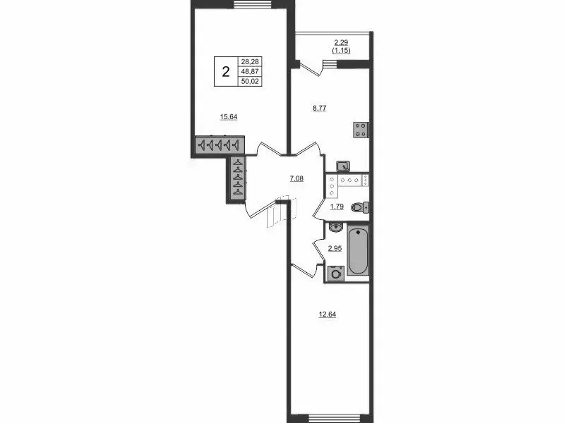 2-комнатная квартира: Мурино, Графская улица, 6к1 (50.02 м) - Фото 0